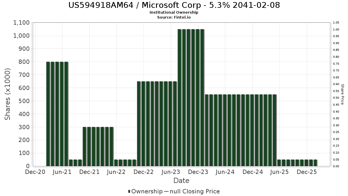 US594918AM64 机构投资人持股和股东微软公司股票